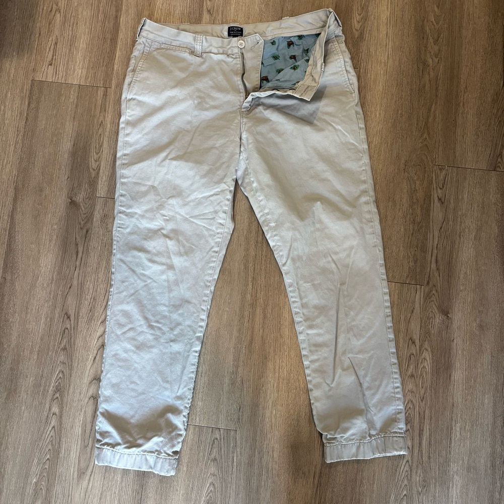J. Crew The Sutton Cotton Forest Wood Cabin Flannel Lined Gray Khaki Pants